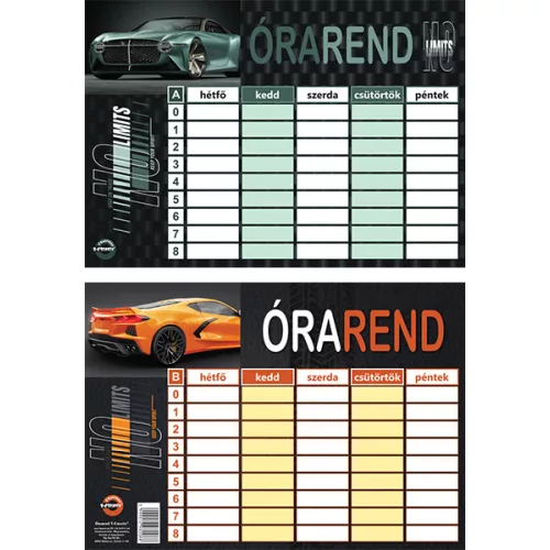 T-Creativ Órarend Nagy Sportcars 16,5X23,5 cm