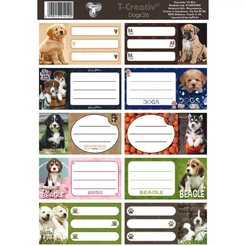 T-Creativ Füzetcímke 10 Darab/Ív Dogs