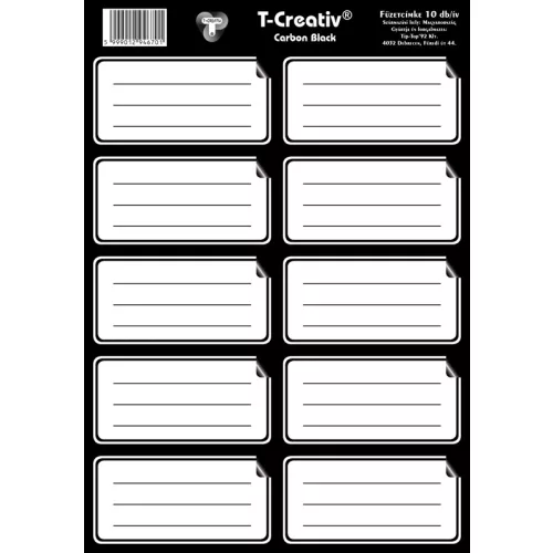 T-Creativ Füzetcímke Keretes 10 Darab/Ív Carbon Black