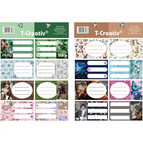 T-Creativ Füzetcímke Akasztós 8 Darab/Ív 2 Ív/Csomag Girls 1.