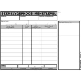 D. gépj. 36 személygépkocsi menetlevél A/5 fekvő 100lap