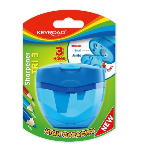 Keyroad Tris Tartályos Hegyező Fedeles 3 lyukú Vegyes Színekben