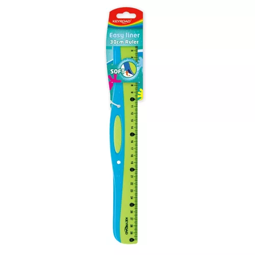 Keyroad Vonalzó Gumibevonatos 30 cm EasyLiner Vegyes Színekben