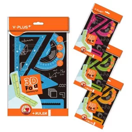   Y-Plus+ Vonalzó Készlet 15 cm 3D Hajtgatható 4 Darab/Készlet Vegyes Színekben