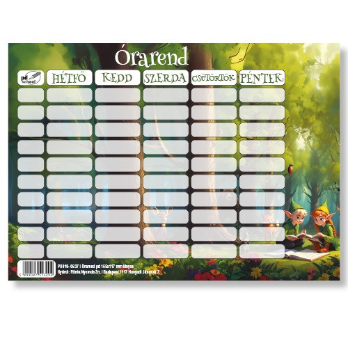 PD Órarend 165x117 mm Lányos