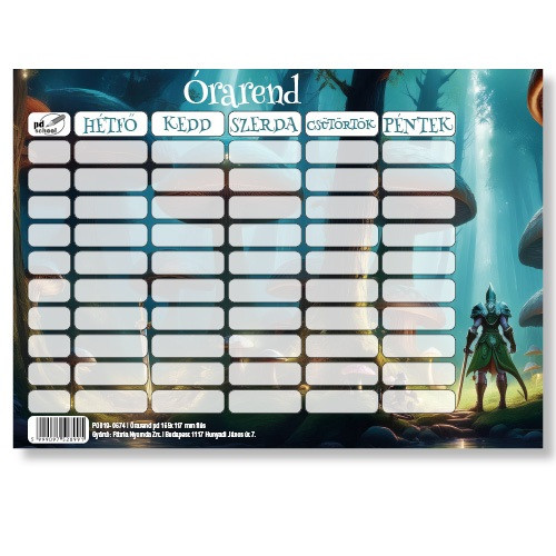PD Órarend 165x117 mm Fiús