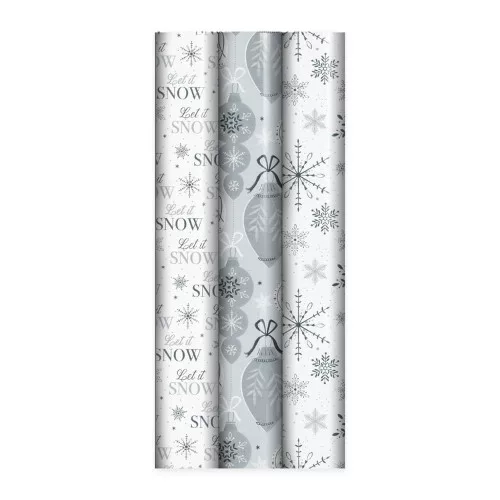 Tekercses Díszcsomagoló Papír 70x200 Cm Karácsonyi Metál Vegyes Minták Kiváló Minőségű