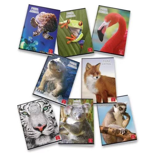 Pigna Füzet Tűzött A/5 27-42 Négyzetrácsos Animal Vegyes Mintákban
