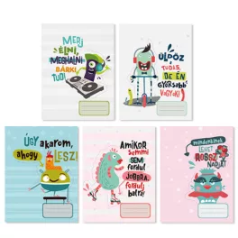   PD School Füzet Tűzött A/4 27-32 Négyzetrácsos Monsters Vegyes Mintákban