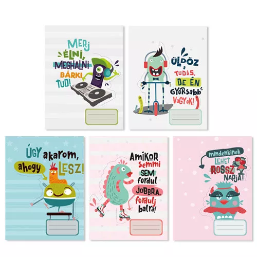 PD School Füzet Tűzött A/4 27-32 Négyzetrácsos Monsters Vegyes Mintákban