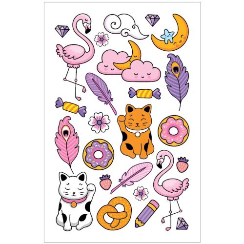 Tetováló Matrica Lemosható 13x8,5 Cicák