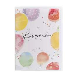   Köszönet Képeslap Színes Lufik Magyar Felirattal 13x19 cm