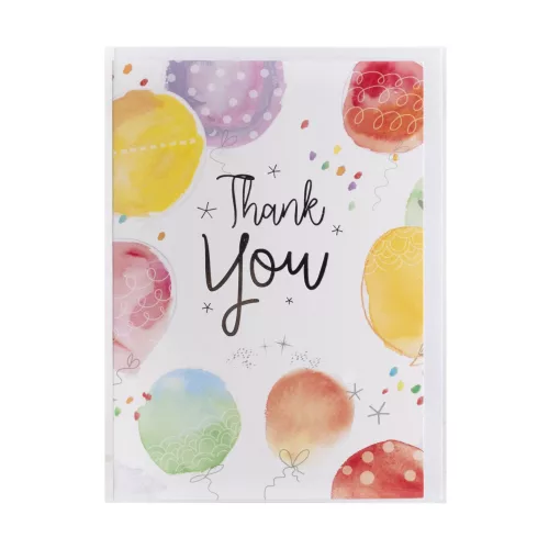 Köszönet Képeslap Színes Lufik Angol Felirattal 13x19 cm
