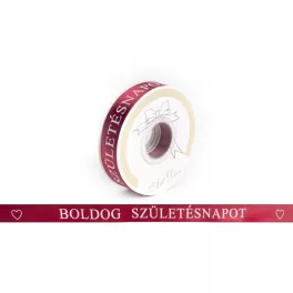   Szatén Szalag 1,5 cm Széles 25 Méter Rózsaszín Boldog Szülinapot Felirattal