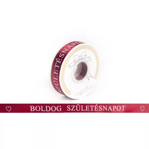 Szatén Szalag 1,5 cm Széles 25 Méter Rózsaszín Boldog Szülinapot Felirattal