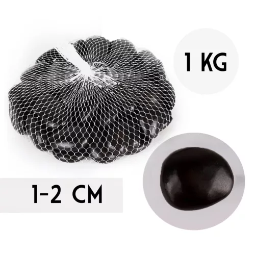 Dekorációs Kavics Fekete Magas Fényű 2 cm Átmérő 1 Kg/Csomag