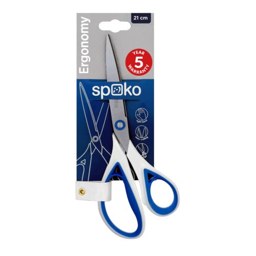 Spoko Irodai Olló Ergonomy 21 cm Kék-Fehér