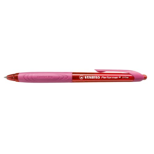 Stabilo Performer+ Golyóstoll 0,38 mm Piros Tinta Piros Fogóval Nyomógombos