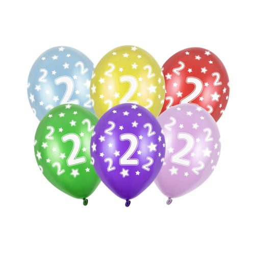 Lufi 30 cm 6 Darab/Csomag 2nd Birthday Metál Vegyes Színek