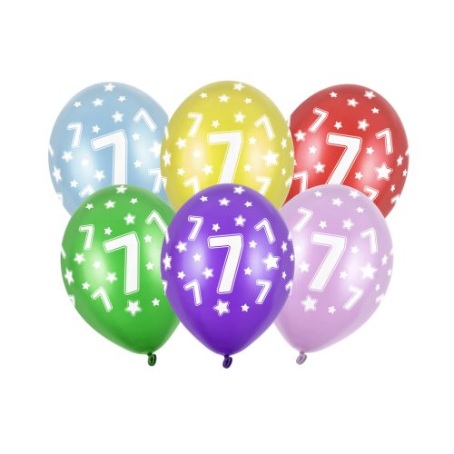 Lufi 30 cm 6 Darab/Csomag 7th Birthday Metál Vegyes Színek