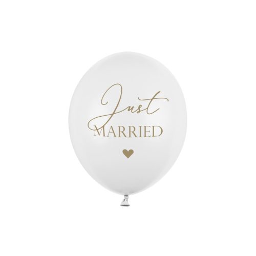 Lufi 30 cm 6 Darab/Csomag Just Married Fehér