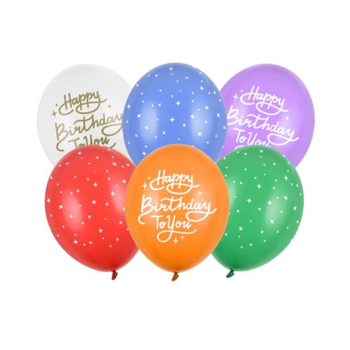 Lufi 30 cm 6 Darab/Csomag Happy Birthday To You Vegyes Színek
