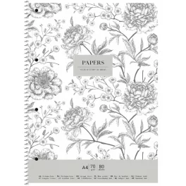   Shkolyaryk Spirálfüzet A/4+ 80 Lapos Vonalas Vintage Flowers Vegyes Minták