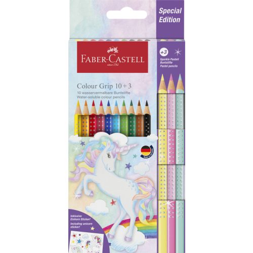 Faber Castell Grip Unicorn Színesceruza Készlet 10 Darab/készlet 3 Darab Ajándék Pasztell Ceruzával