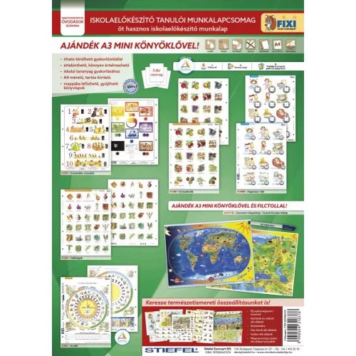 Fixi Tanulói Munkalap Csomag Iskolaelőkészítő 5 Darab 32x44 cm Gyerek Föld/Eu Alátéttel Kék Filctollal