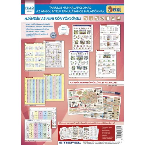 Fixi Tanulói Munkalap Csomag Angol Haladó 5 Darab 32x44 cm London Basic Facts Alátéttel És Kék Filctollal