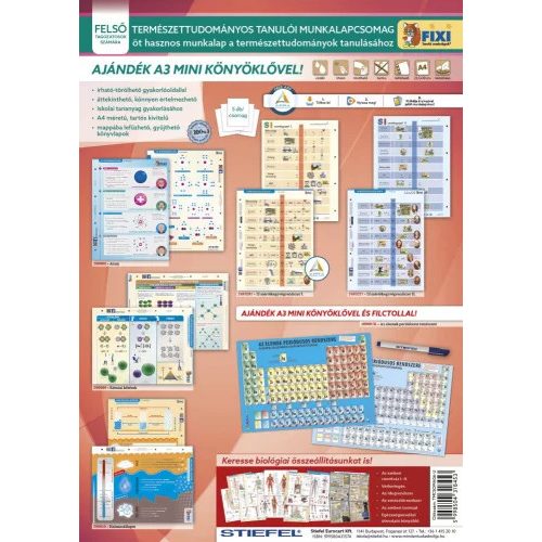 Fixi Tanulói Munkalap Csomag Természettudományos 5 Darab 32x44 cm Periódusos Rendszer Alátéttel És Kék Filctollal