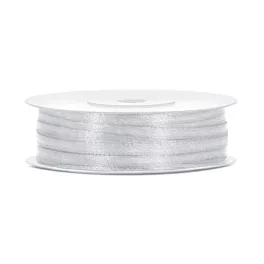 Szatén Szalag 0,3 cm Széles 50 méter Ezüst