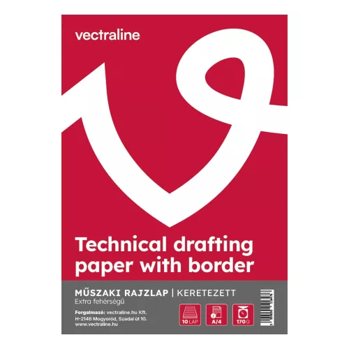 Vectraline Műszaki Rajzlap A/4 Keretes 180 gramm 10 Ív/Csomag