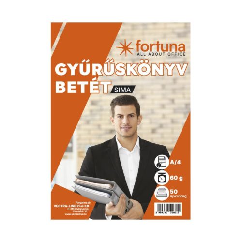 Fortuna Gyűrűskönyv Betét A/4 Sima 50 lap 4 Lyukú