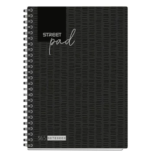 Street Pad Spirálfüzet A/5 Négyzetrácsos 100 Lapos Fekete