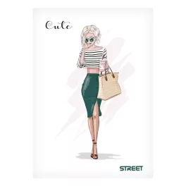   Street Füzet Tűzött A/4 Négyzetrácsos 27-54 Cute Vegyes Mintákban