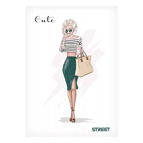 Street Füzet Tűzött A/4 Négyzetrácsos 27-54 Cute Vegyes Mintákban