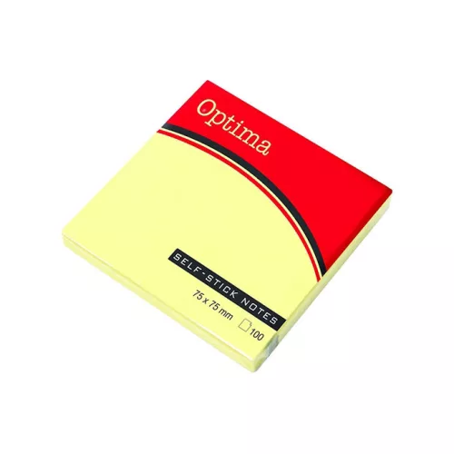 Optima Jegyzettömb Öntapadós 75x75 mm 100 Lap Sárga