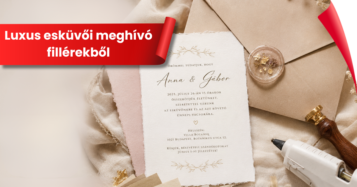 Luxus esküvői meghívó fillérekből
